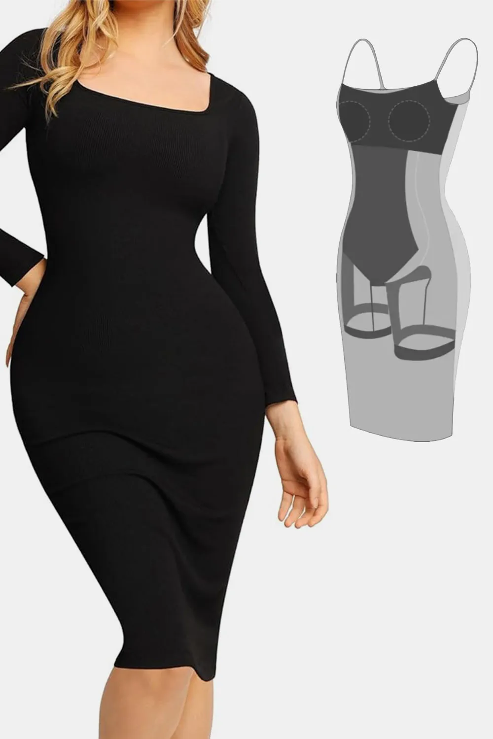 Basic Bae Knee Length Cocktail Shapewear LBD  .