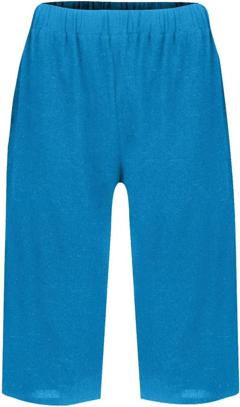 Bermuda Shorts for Women Knee Length Capris Lightweight Summer Straight Leg Beach Shorts with Pockets
