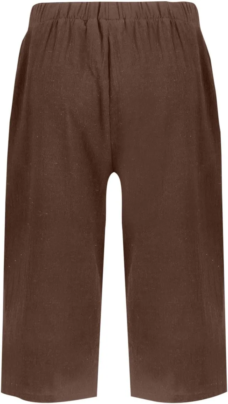 Bermuda Shorts for Women Knee Length Capris Lightweight Summer Straight Leg Beach Shorts with Pockets