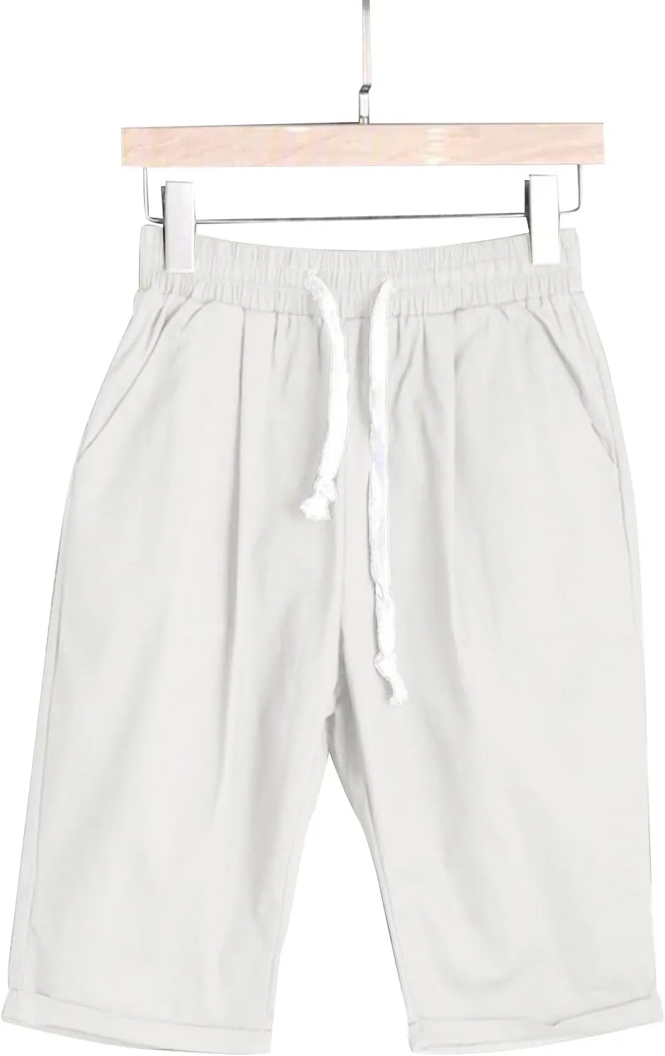 Bermuda Shorts for Women Knee Length Plus Size High Waisted Shorts Baggy Drawstring Pockets Casual Summer Shorts