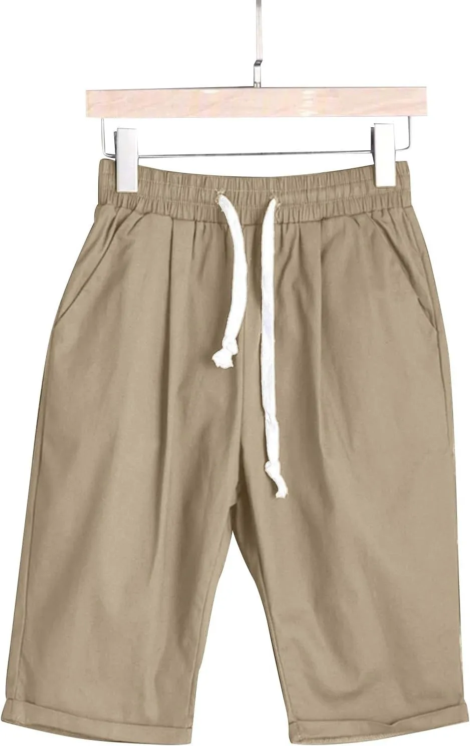 Bermuda Shorts for Women Knee Length Plus Size High Waisted Shorts Baggy Drawstring Pockets Casual Summer Shorts