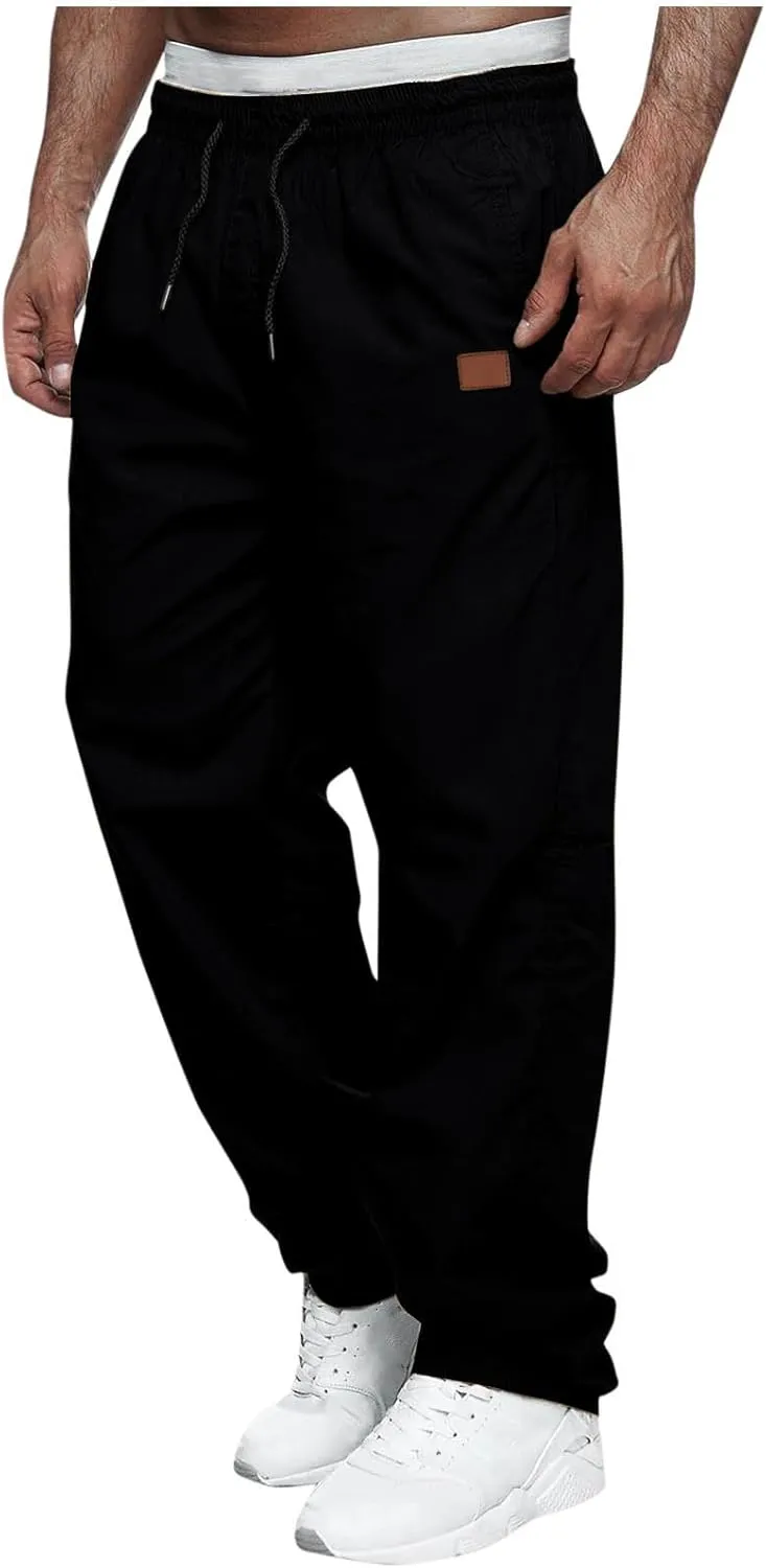 Cargo Pants for Men Lightweight Stretch Work Hiking Pants Elastic Waist Baggy Outdoor Workout Athletic Jogger Pants