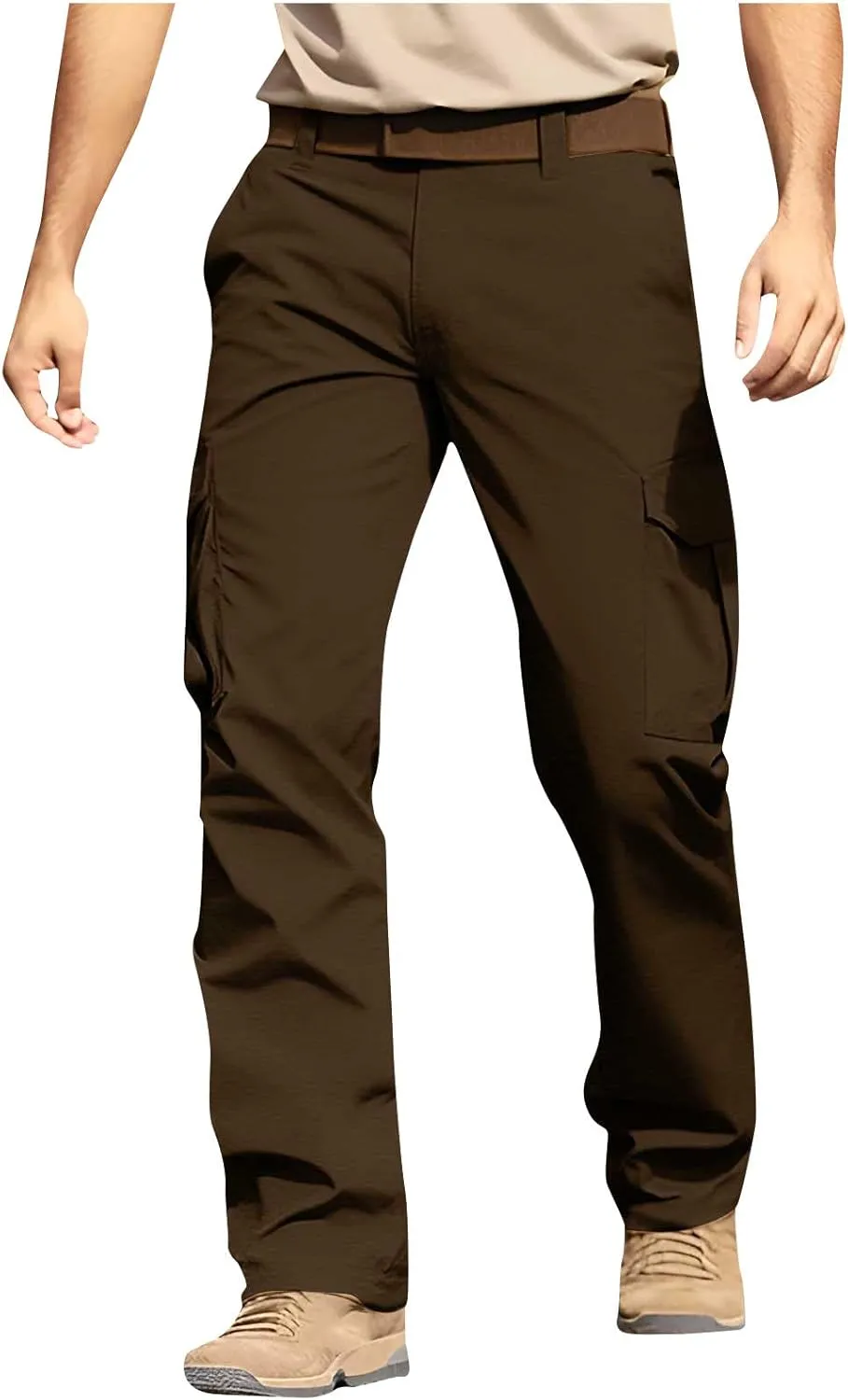 Cargo Pants for Men Relaxed Fit Stretch Construction Work Pants Elastic Waist Ripstop Outdoor Hiking Pants 6 Pockets
