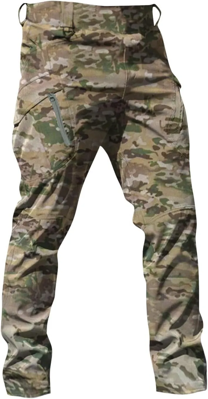 Cargo Pants Men Big and Tall Multi Pockets Jogger Pants Loose Fit Ripstop Hiking Tactic Straight Leg Trousers