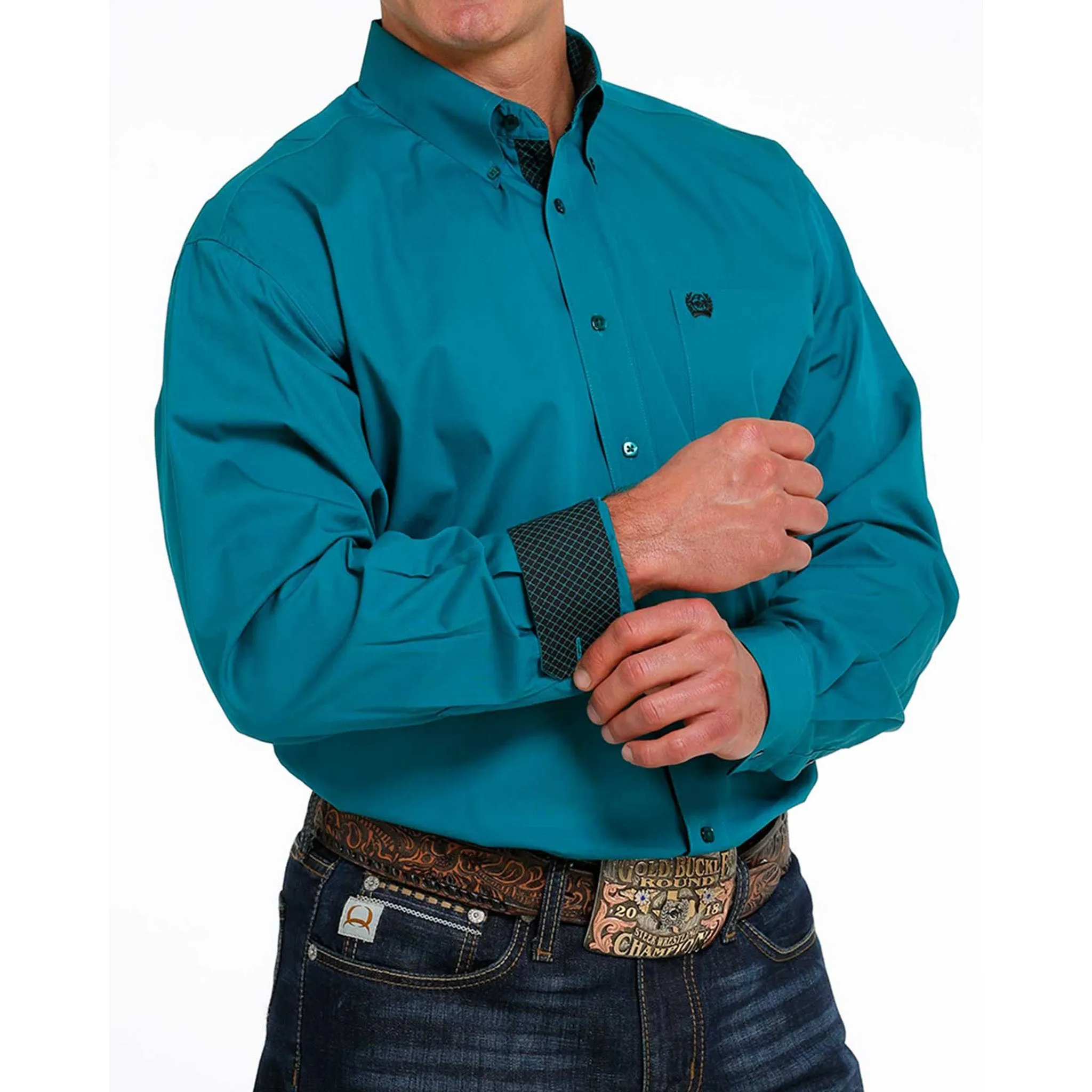 Cinch Men's Solid Teal Shirt