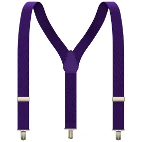 Dark Purple Slim Suspenders for Men & Women Boys & Girls Y-back Shape 1 inch wide