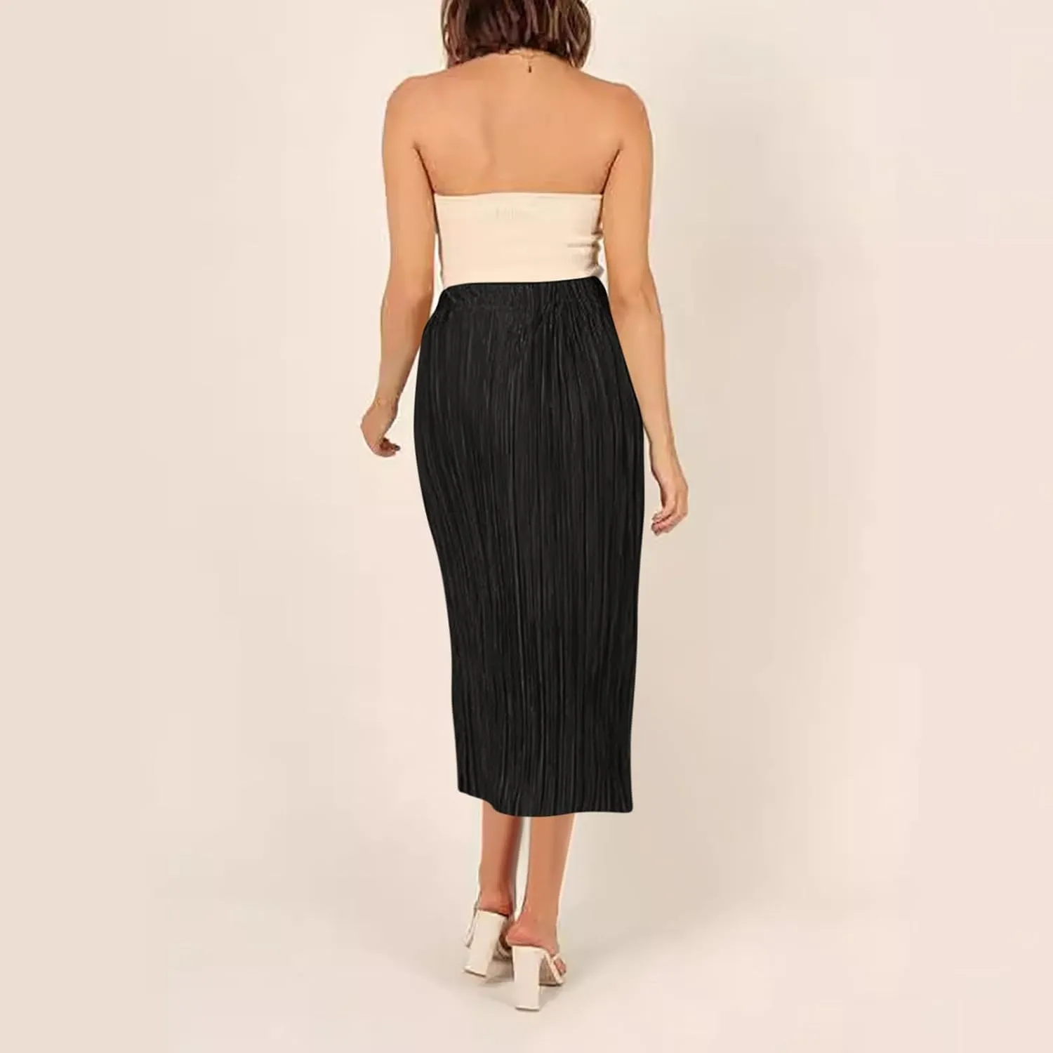 for Women Maxi Long Midi Knee Length Loose Fit High Cut Slit Basic Skirt Women 2025