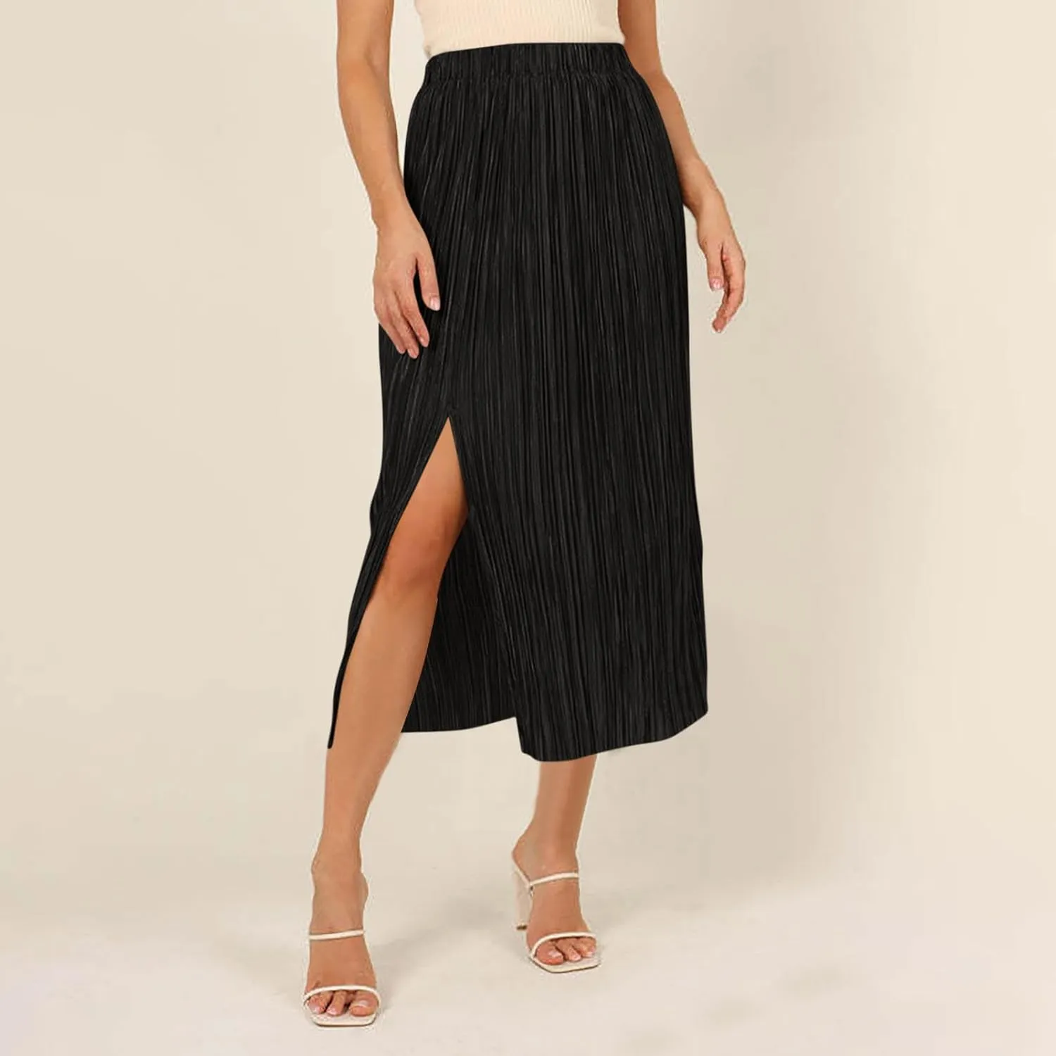for Women Maxi Long Midi Knee Length Loose Fit High Cut Slit Basic Skirt Women 2025