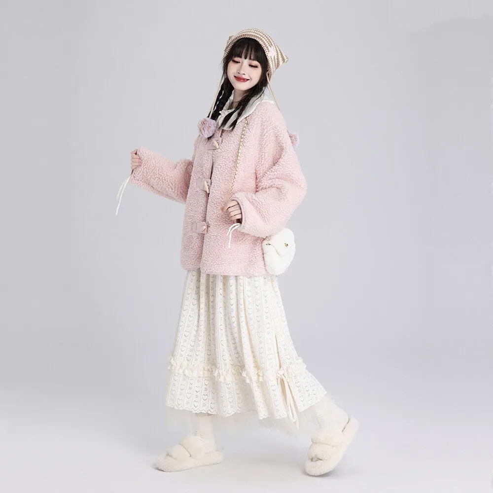 Kawaii Sweet Pink Plush Coat