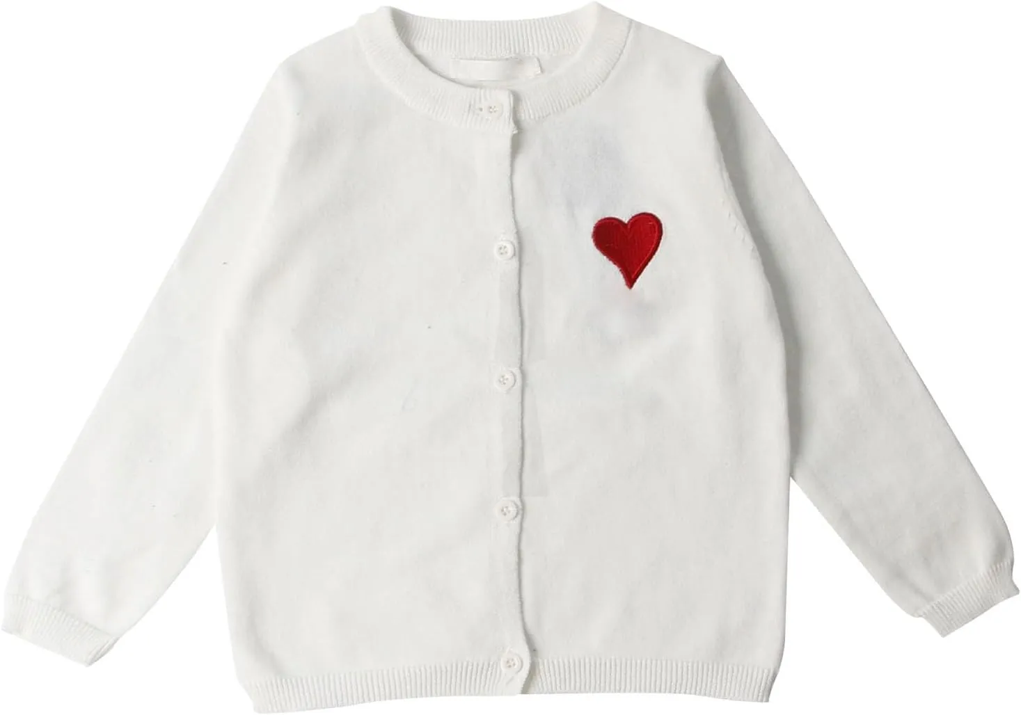 Kids Girls Button Front Cardigan Long Sleeve Knit Sweater for Girls Knit Shirt Jacket Cute Heart Print Preppy Cardigan