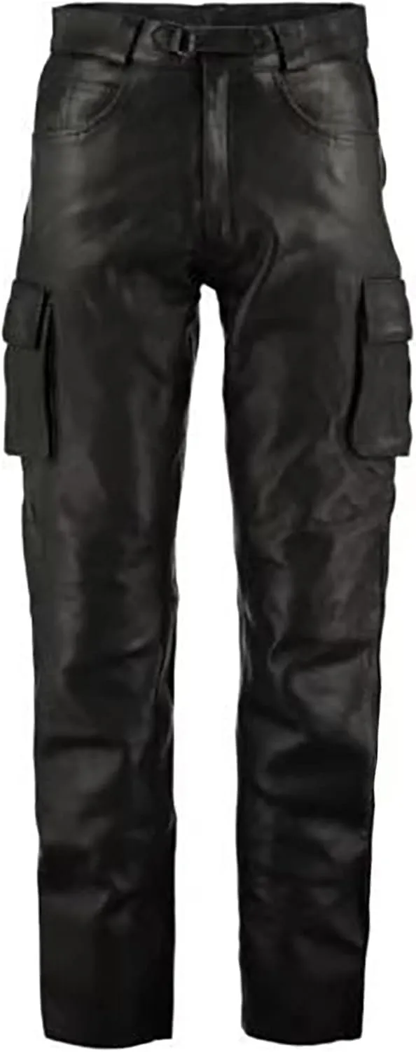 Leather Pants for Men Baggy Goth Sweatpants with Cargo Pockets Slim Skinny Faux Leather Pants Trousers