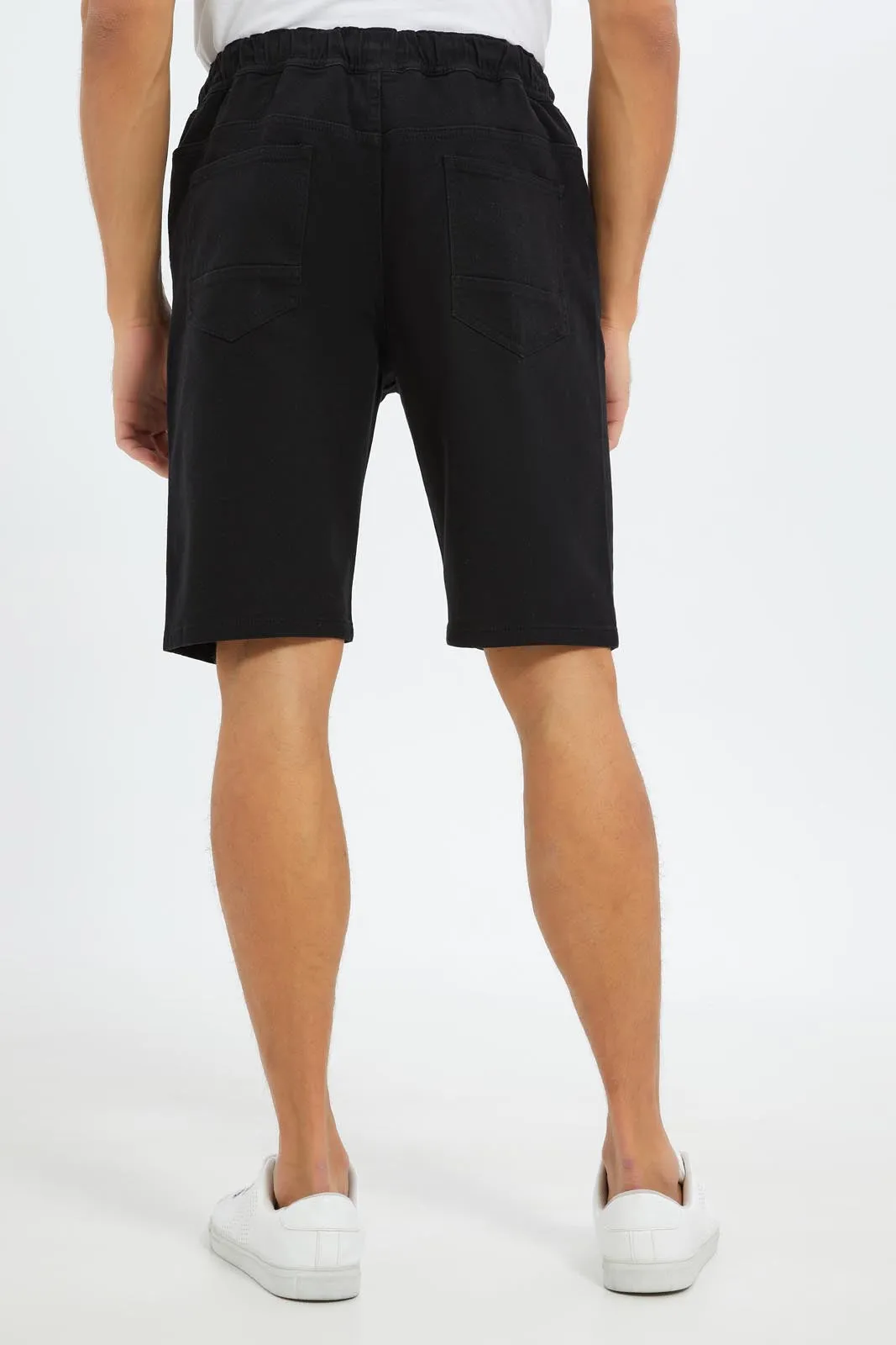 Men Black Knee Length Shorts