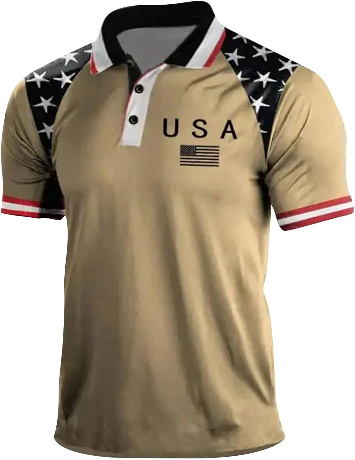 Men's 4th of July 1776 Polo Shirt Patriotic Golf Shirts for Men American Flag Print Short Sleeve T-Shirts