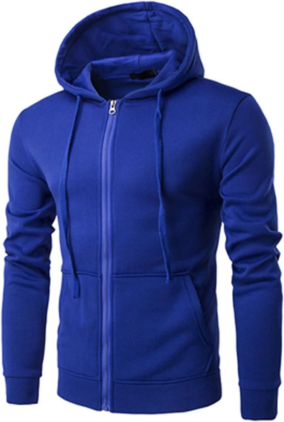 Mens Casual Zipper Hoodies Patchwork Jacket Fall Full Zip Sweatshirts Loose Zip-Front Drawstring Hooded Sweatshirt