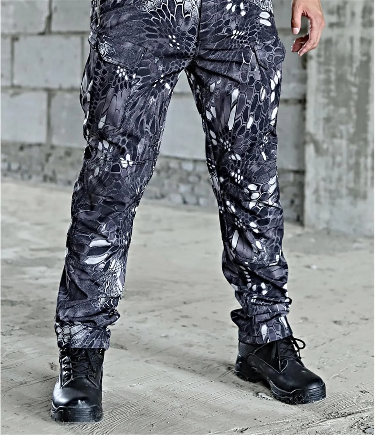Men's Tactical Cargo Pants Solid Color Straight Leg Pants Flat Front Athletic Trousers for Outdoor Training Running