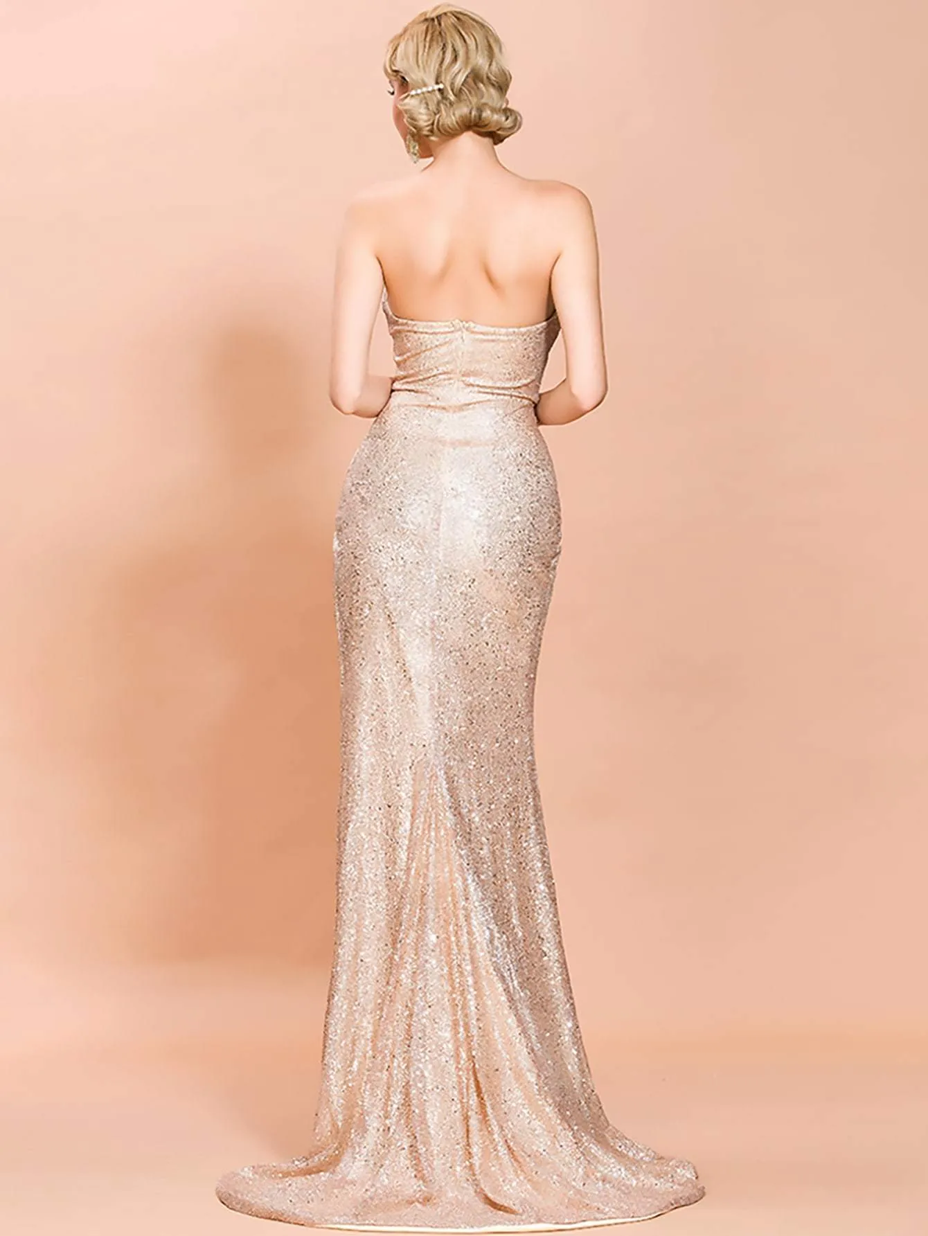 Missord Wrap Hem Floor Length Sequin Tube Prom Dress