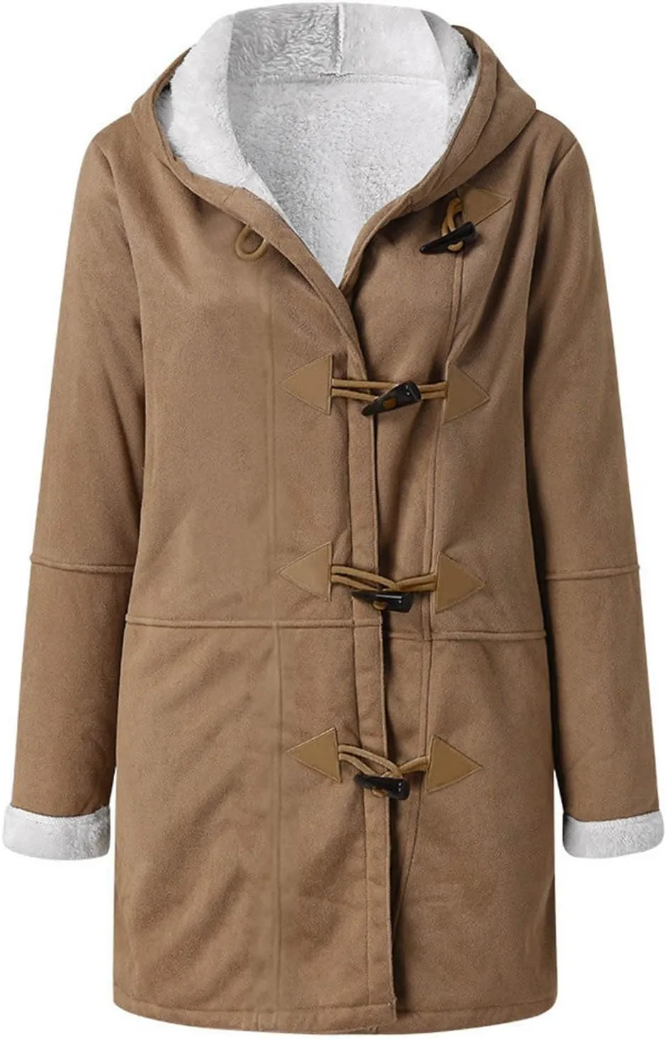 Plus Size Winter Coat for Women Heavy Warm Sherpa Fleece Lined Distressed Overcoat Parka Faux Suede Hoodies Pea Coat