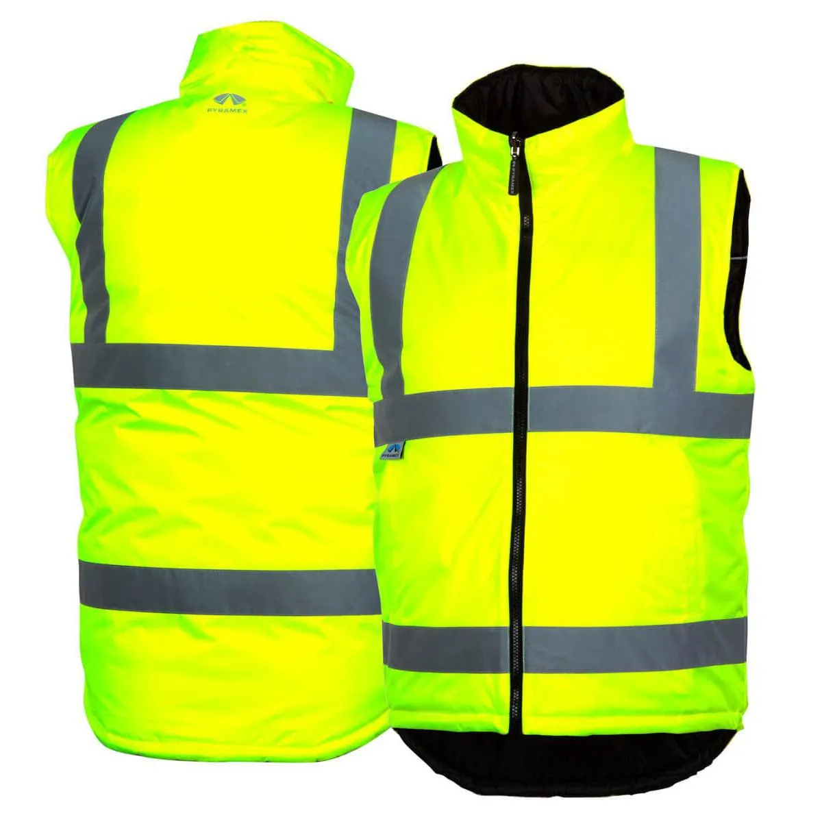Pyramex RWVZ4510 Type R Class 2 Reversible Insulated Vest Hi-Vis Lime