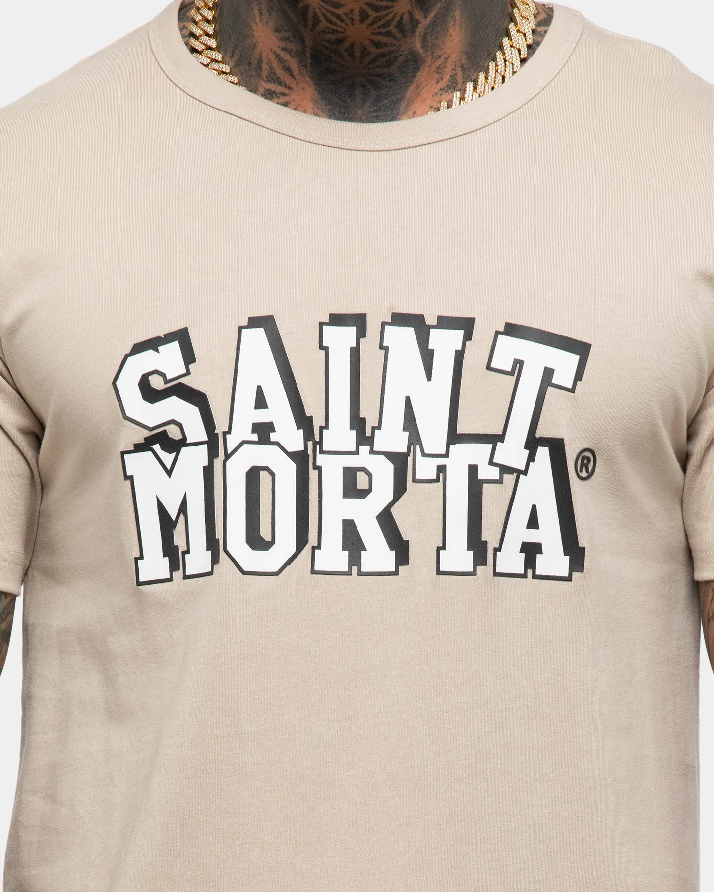 Saint Morta Varsity Round Neck Short Sleeve T-Shirt Stone