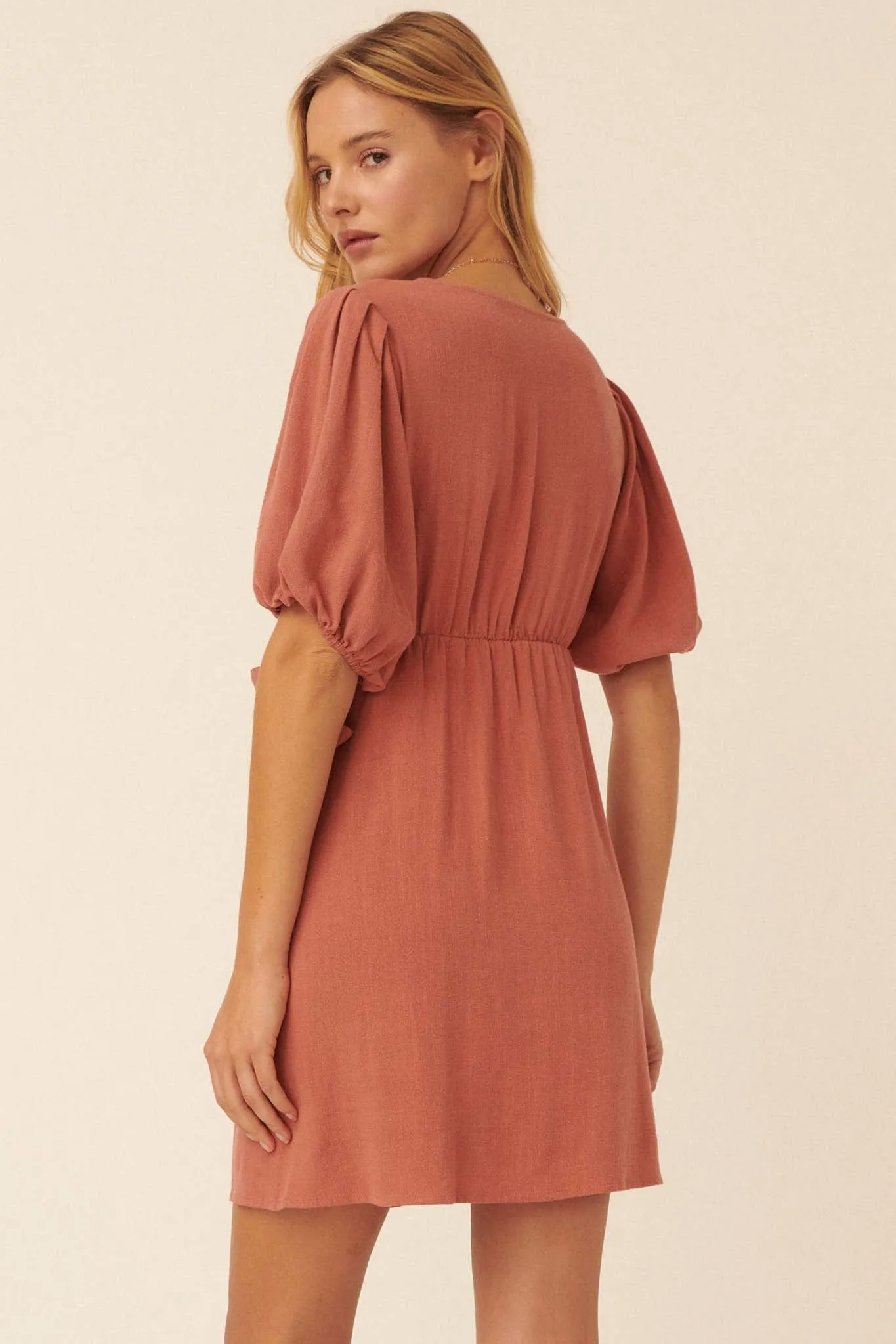Secret Kisses Cutout Mini Wrap Dress
