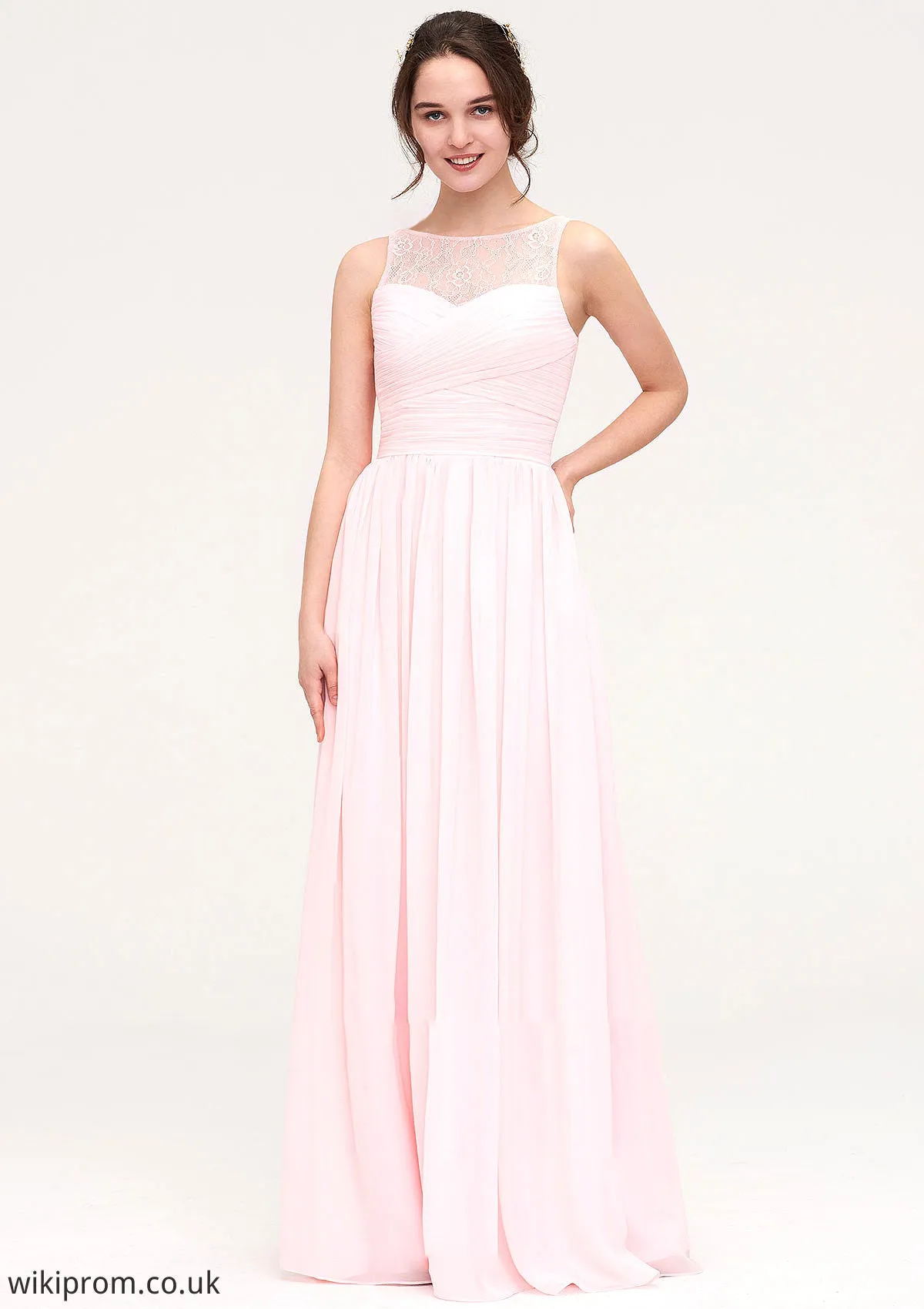 Sleeveless Chiffon A-line/Princess Long/Floor-Length Wedding Party Bridesmaid Dresses With Pleated Lace Charlie SWKP0025332