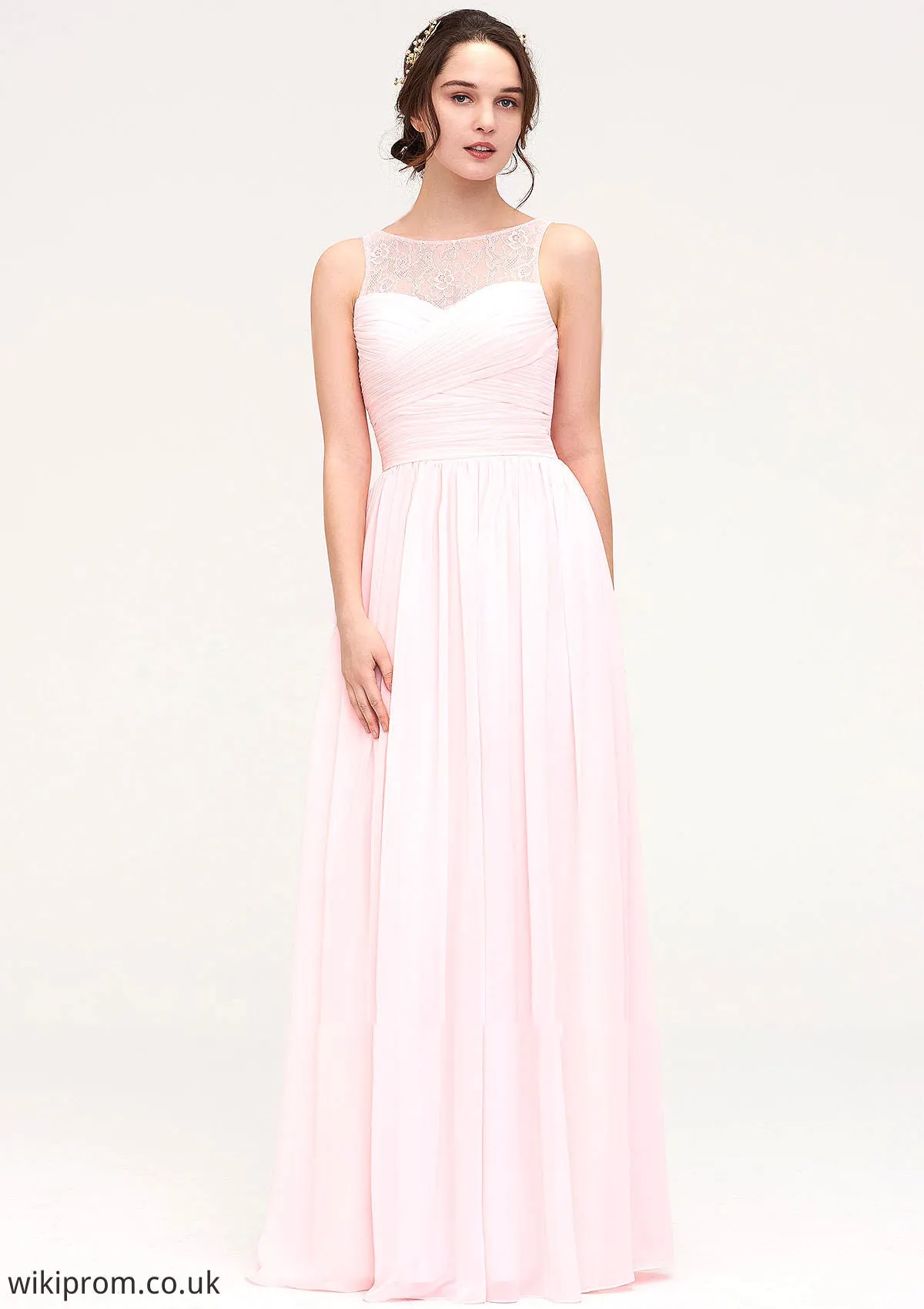Sleeveless Chiffon A-line/Princess Long/Floor-Length Wedding Party Bridesmaid Dresses With Pleated Lace Charlie SWKP0025332