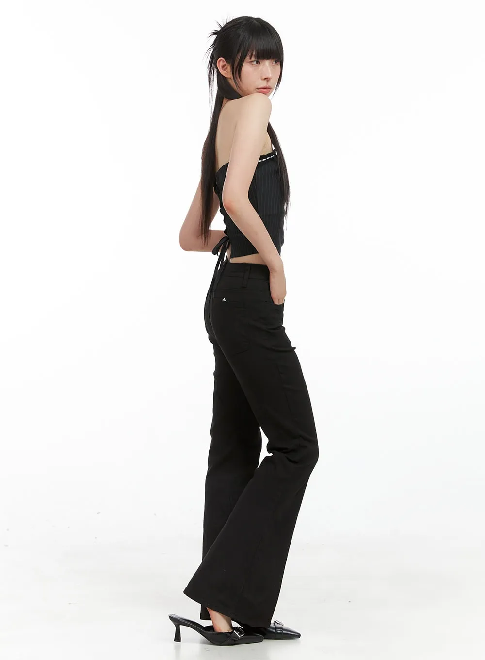 Solid Slim Bootcut Pants CG409