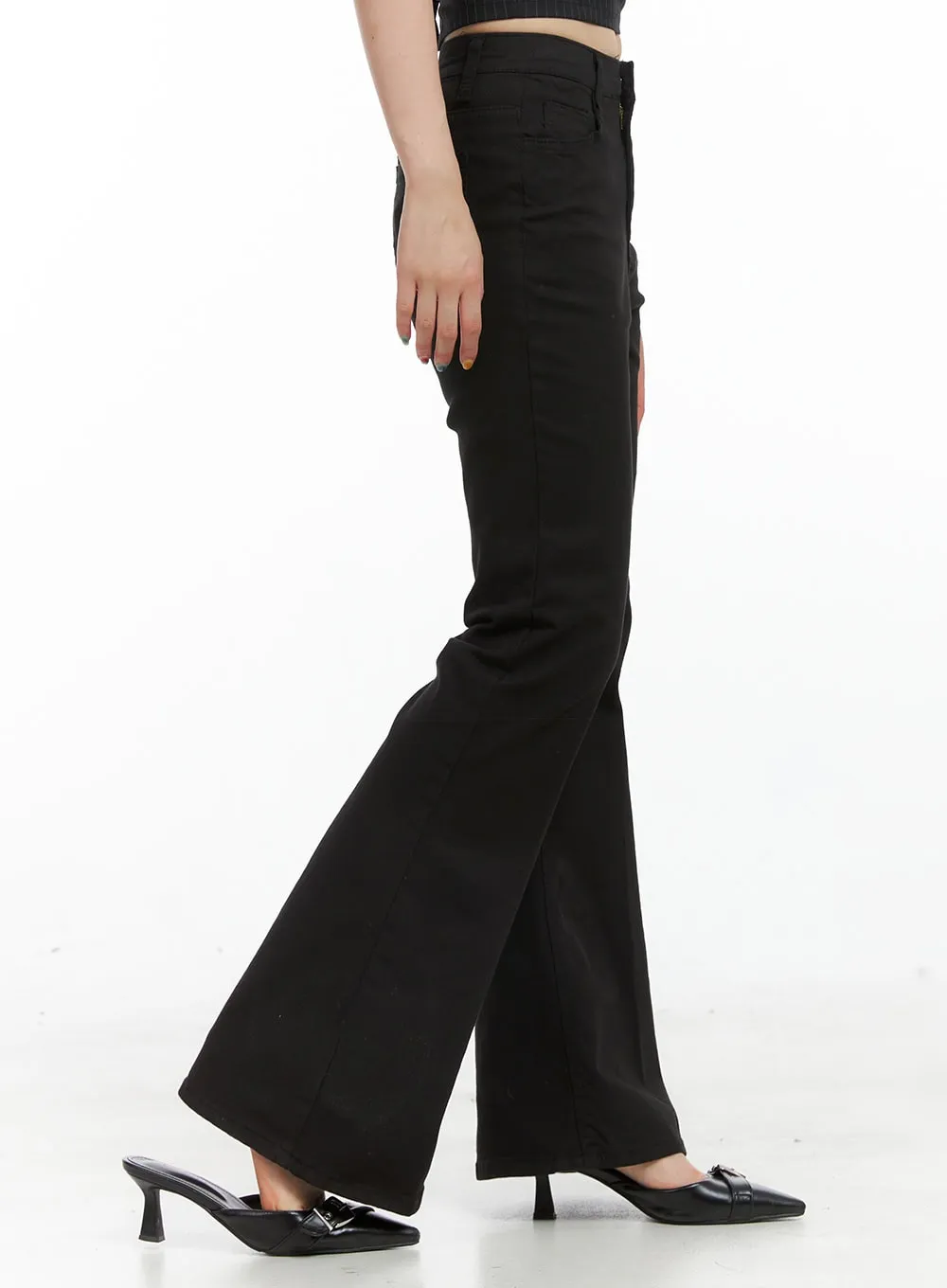 Solid Slim Bootcut Pants CG409