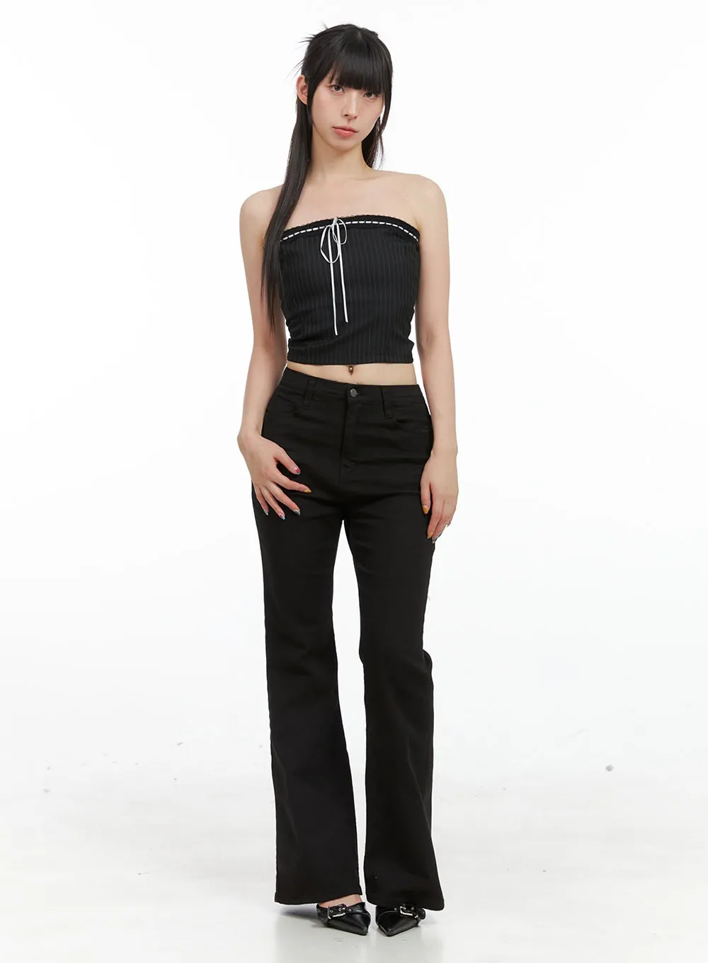 Solid Slim Bootcut Pants CG409