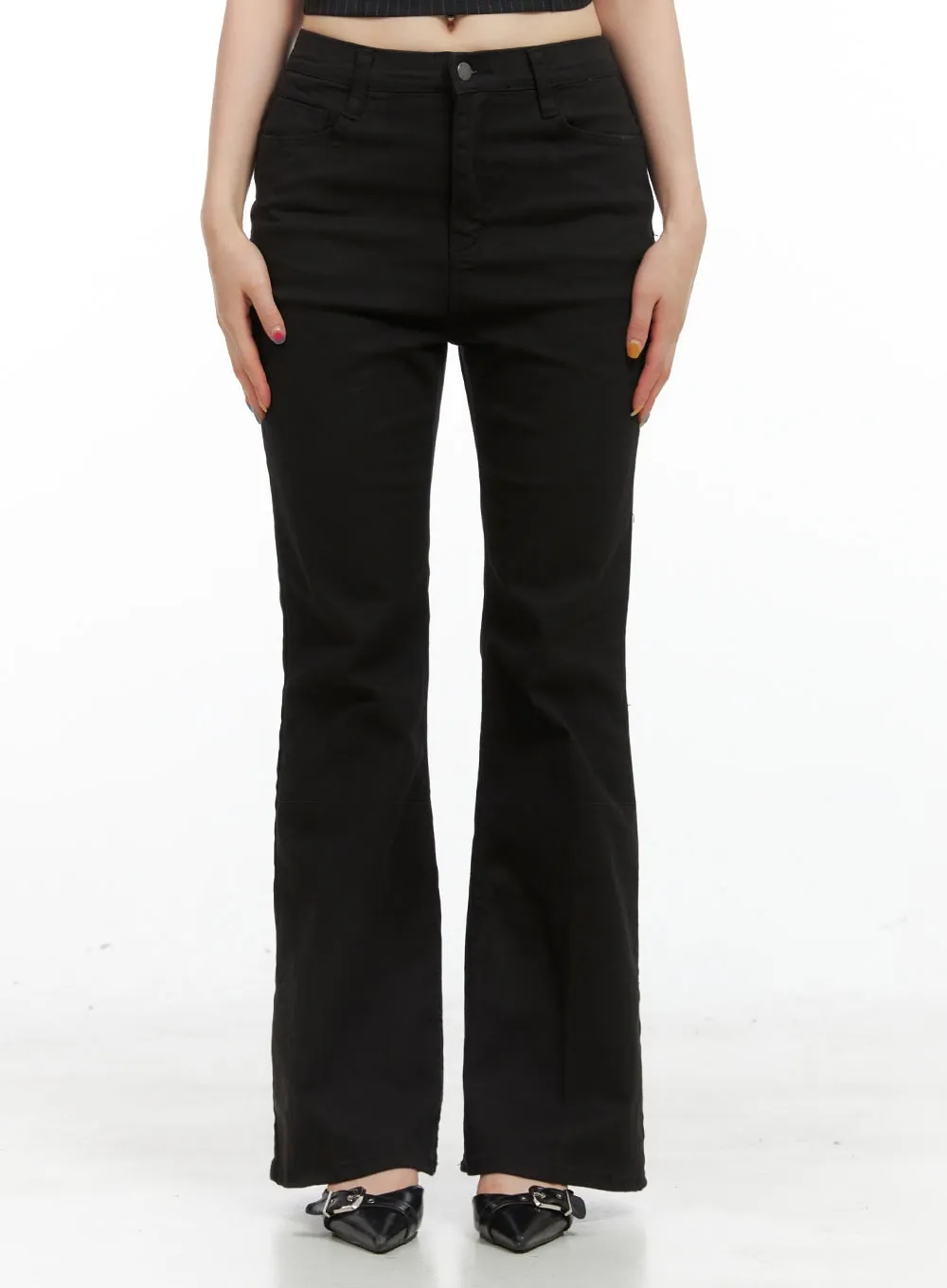 Solid Slim Bootcut Pants CG409