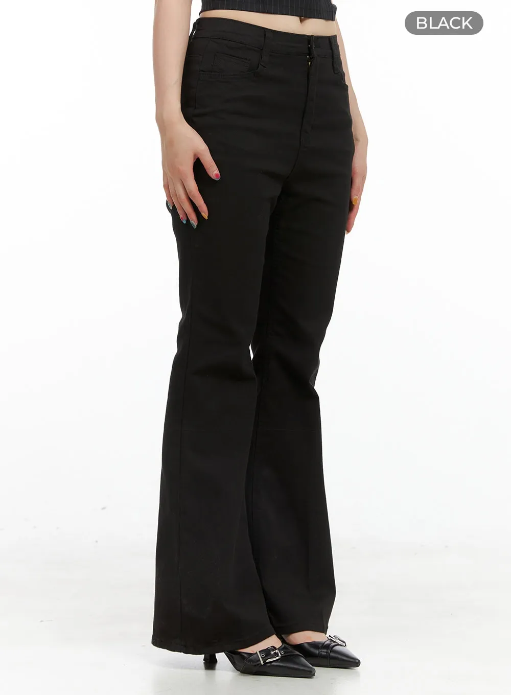 Solid Slim Bootcut Pants CG409