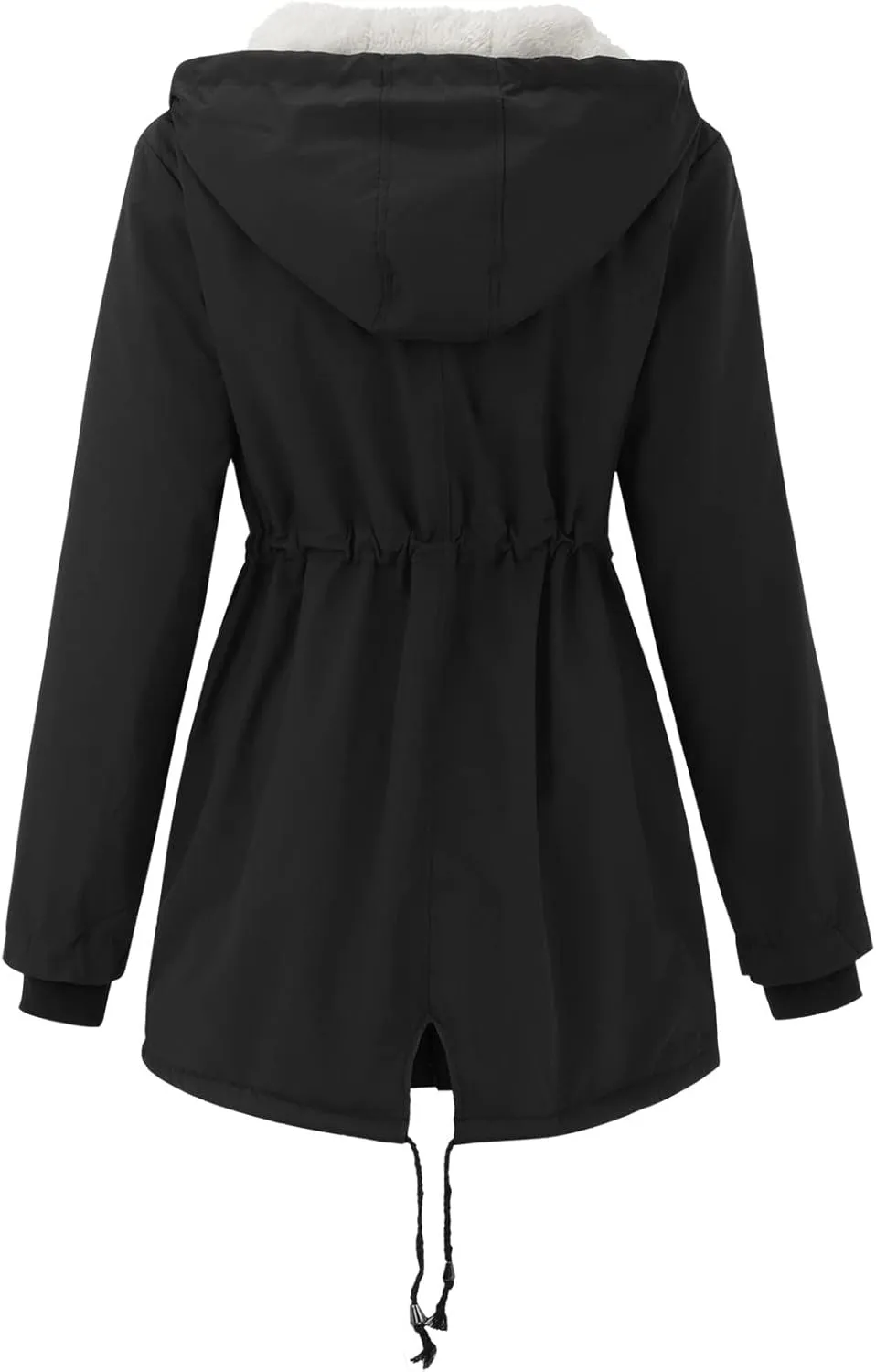 Winter Coats for Women Fleece Lined Padded Coat Plus Size Long Sleeve Drawstring Quilted Outwear Loose Warm Outwear