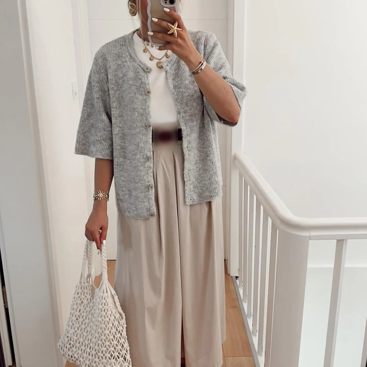 Women Knitted Button Down Short Sleeve Tops Y2K Solid Color Crew Neck Relaxed Sweater Cardigan Going Out Knit Tops