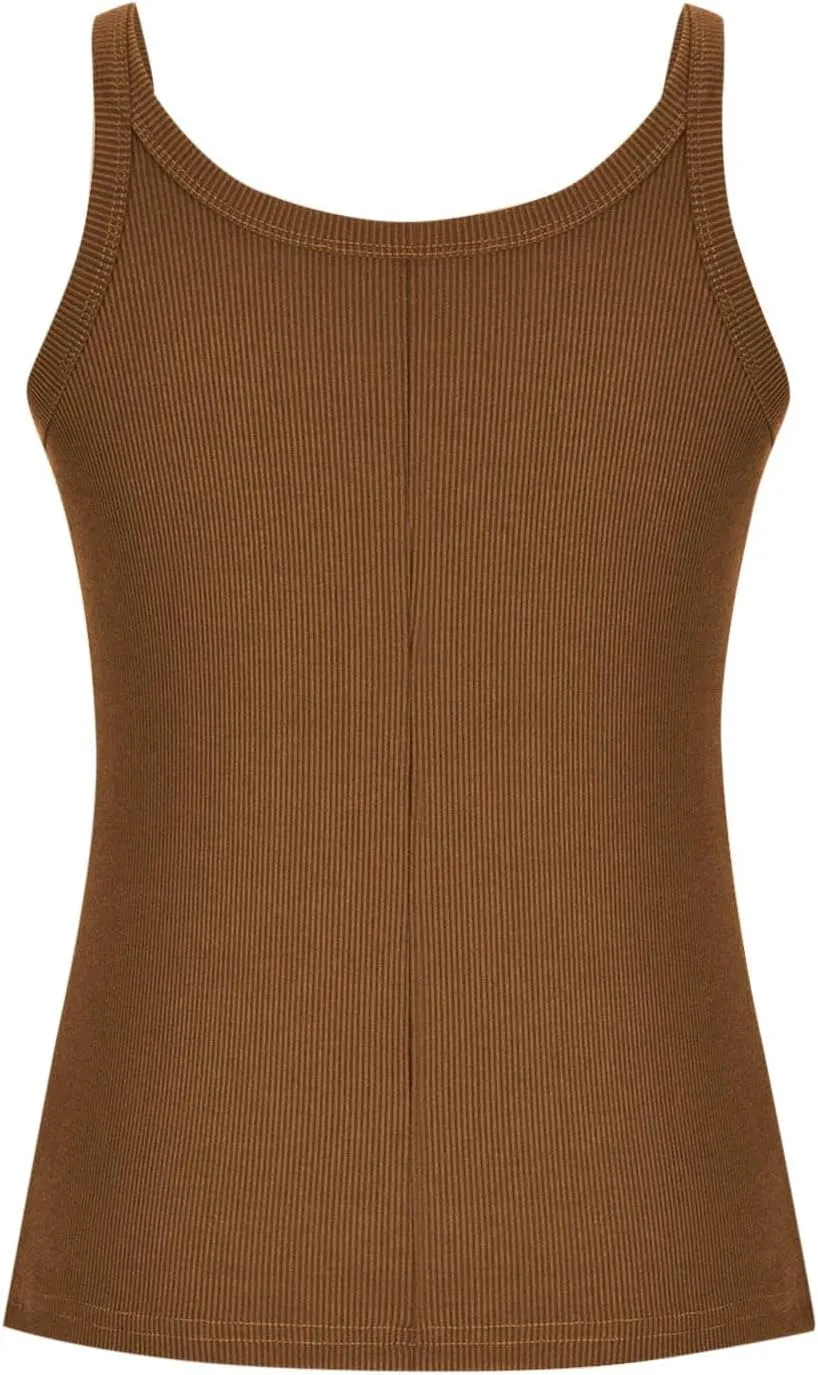 Women's 2025 Summer Tank Tops Ribbed Knit Slim Sleeveless Camisole Shirts Spaghetti Strap Trendy Casual Basic Blouse