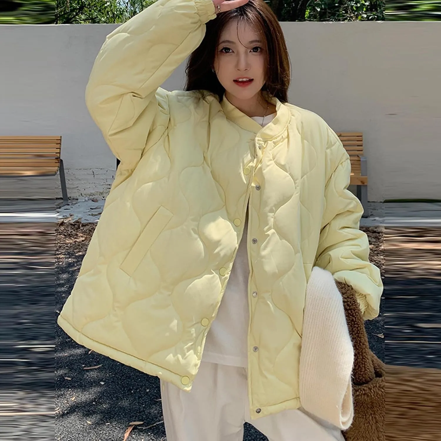 Women's Lightweight Winter Coats Thickened Comfy Long Sleeve Puffer Down Jackets Cute Padded Quilted Jacket Outerwear