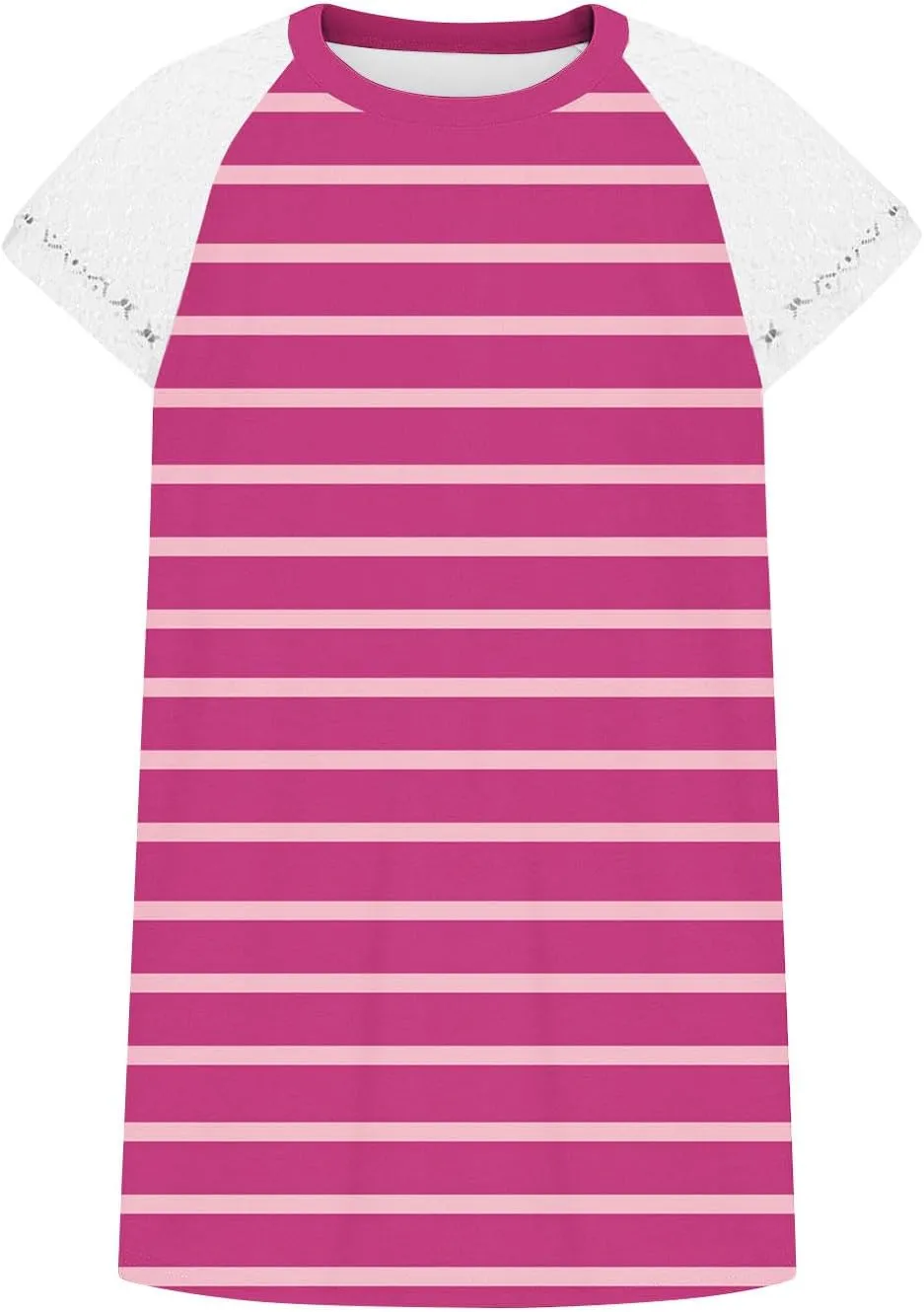Women's Striped Lace Patchwork Tank Tops Round Neck Sleeveless Shirts Summer Casual Color Block Vacation Beach Tees
