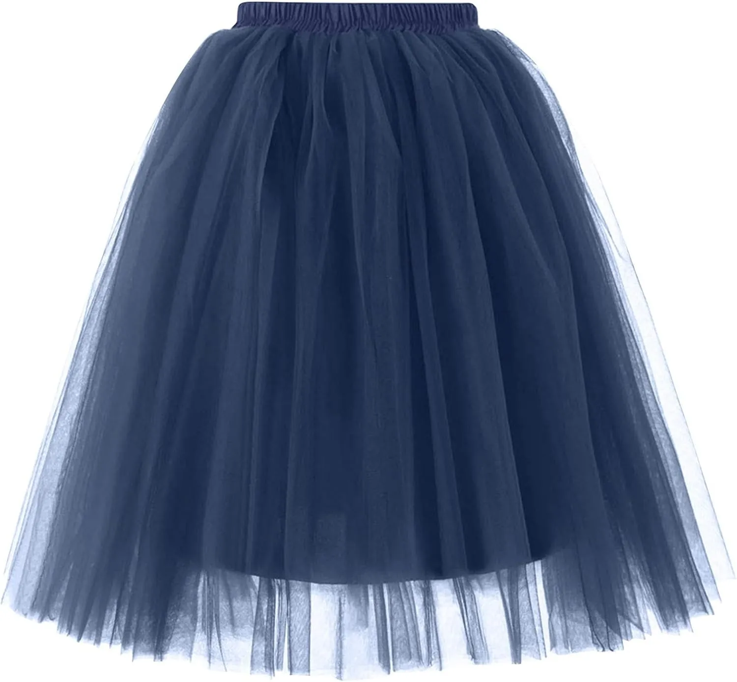 Women's Summer Casual Loose Trendy Elastic High Waist Solid Color Fluffy Mesh Party Flowy A-Line Latin Skirts, M-XL