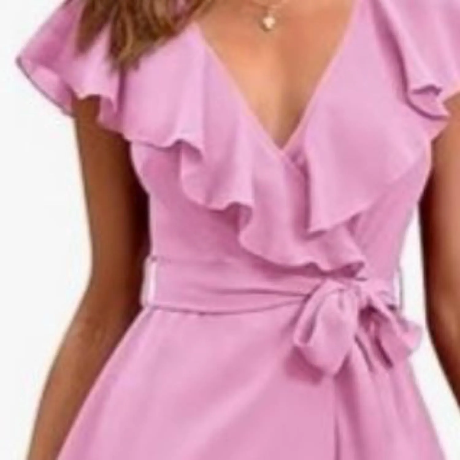 Women's Summer Wrap Midi Dress Casual Boho Deep V Neck Short Sleeve Ruffle Hem Split Beach Long Dresses