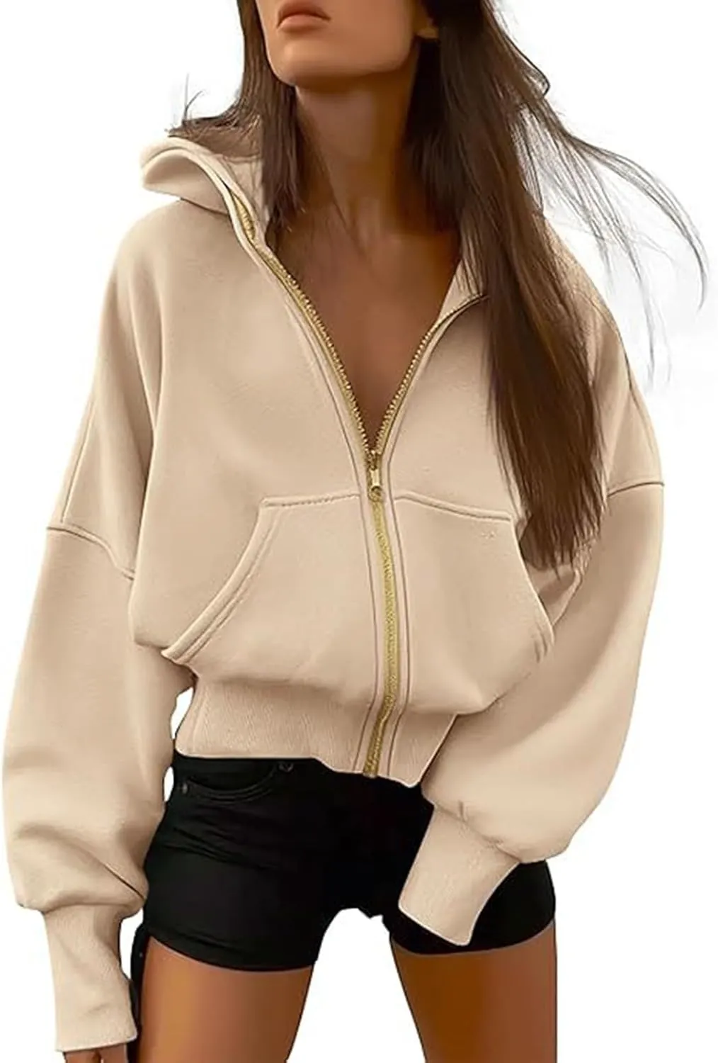 Womens Zip Up Hoodies Long Sleeve Sweatshirt Fleece Y2K Hooded Jacket 2024 Trendy Fall Winter Clothes