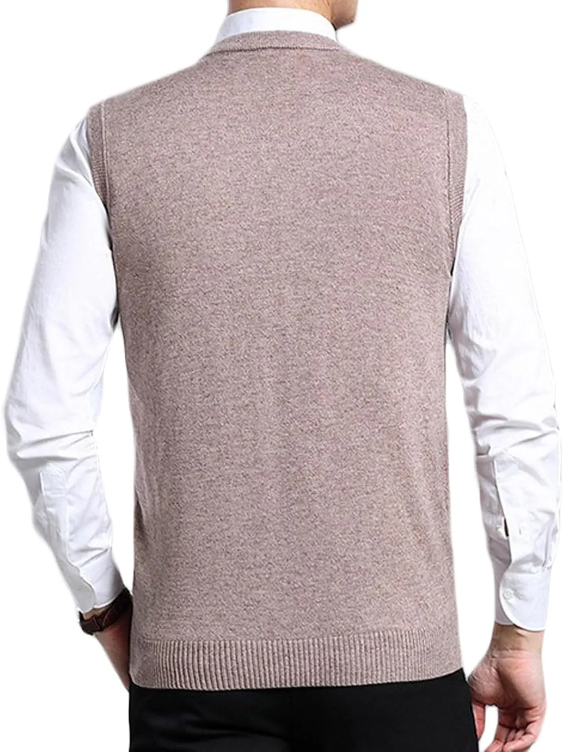 ZUEVI Men's Sweater Vest Classic V-Neck Knitted Pullover Sweaters Tops Sleeveless Relaxed Fit Knitwear Vests